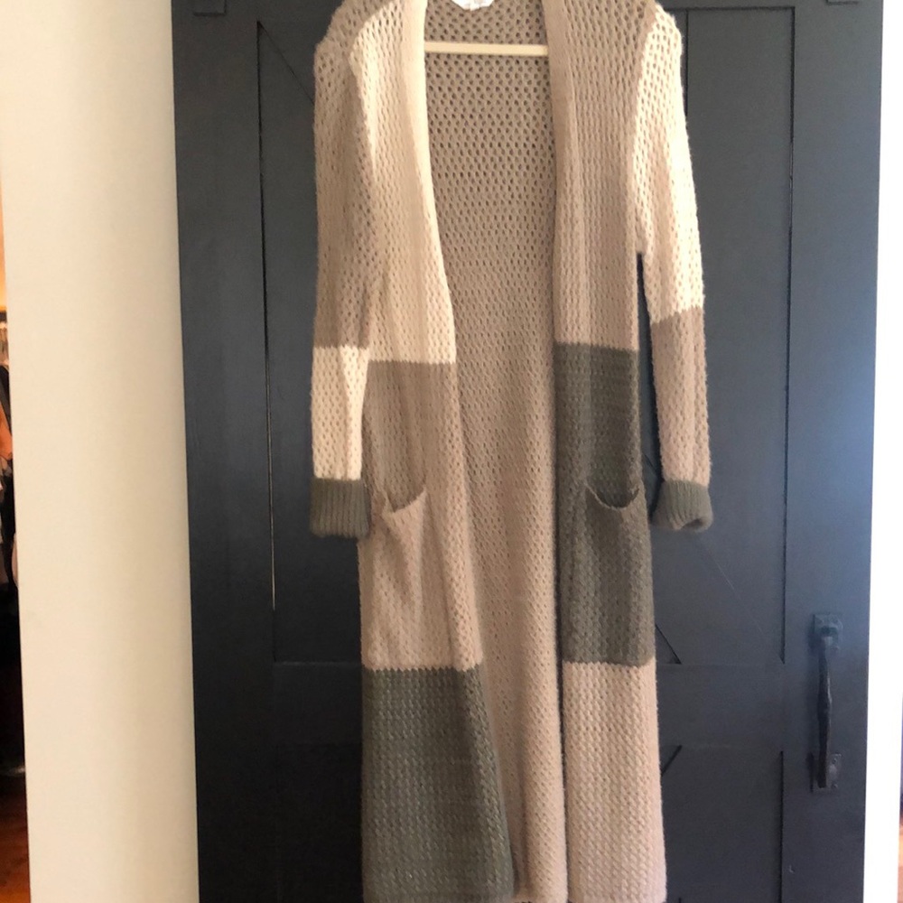 Long color block cardigan